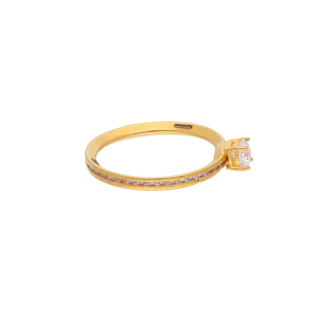 Gold Cubic Zircon Ring 21KT - FKJRN21KM9687