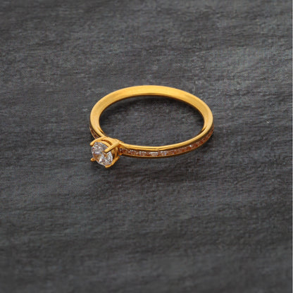 Gold Cubic Zircon Ring 21KT - FKJRN21KM9687