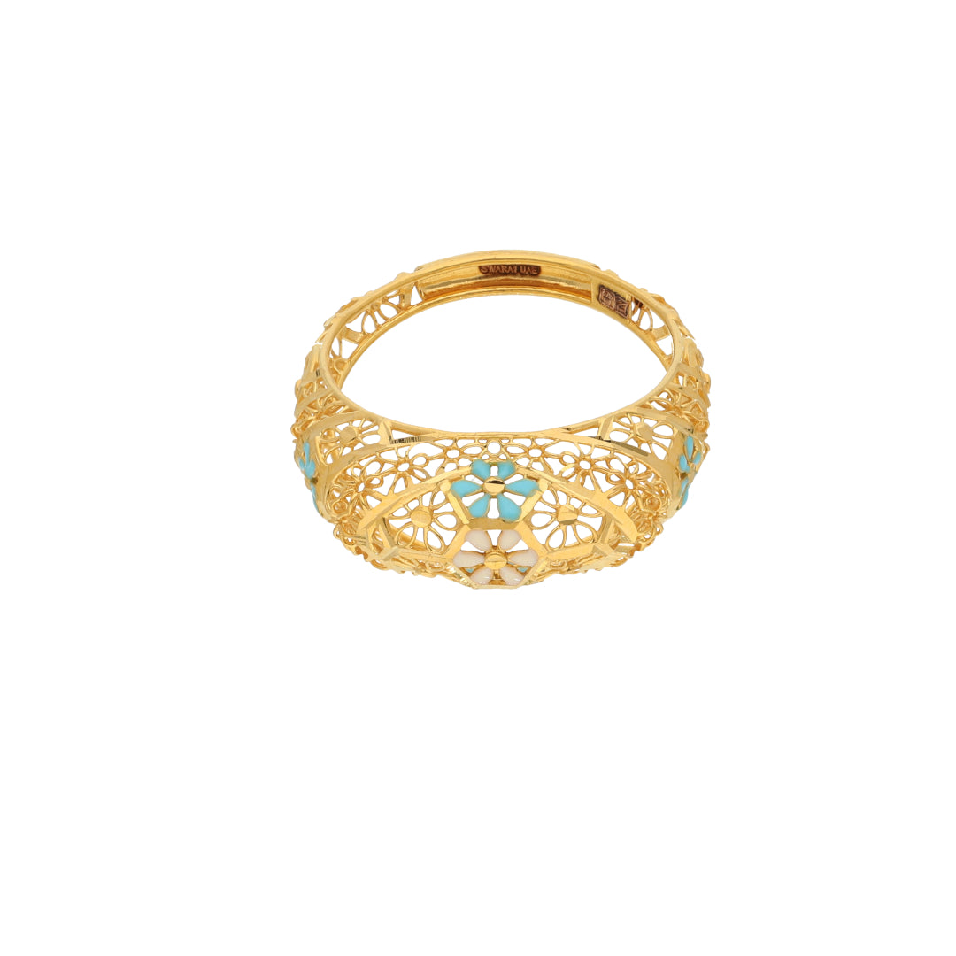 Gold Oval Flower Design Ring 21KT - FKJRN21KM9673