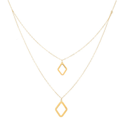 Gold Diamond Shaped Necklace 21KT - FKJNKL21KM9562