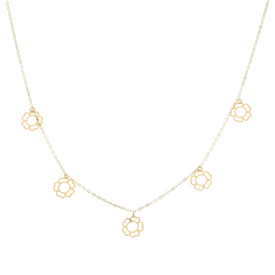 Gold Flower Shaped Necklace 21KT - FKJNKL21KM9566