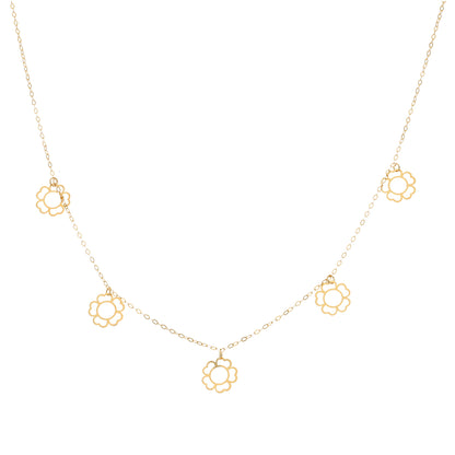 Gold Flower Shaped Necklace 21KT - FKJNKL21KM9566