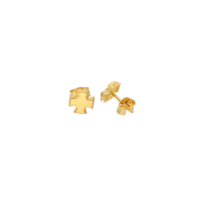 Gold Plus Sign Shaped Stud Clip Earrings 21KT - FKJERN21KM9592