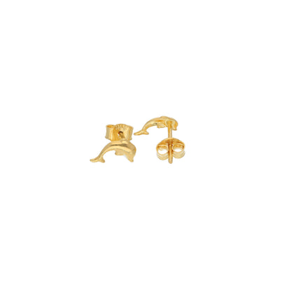 Gold Dolphin Shaped Stud Clip Earrings 21KT - FKJERN21KM9593