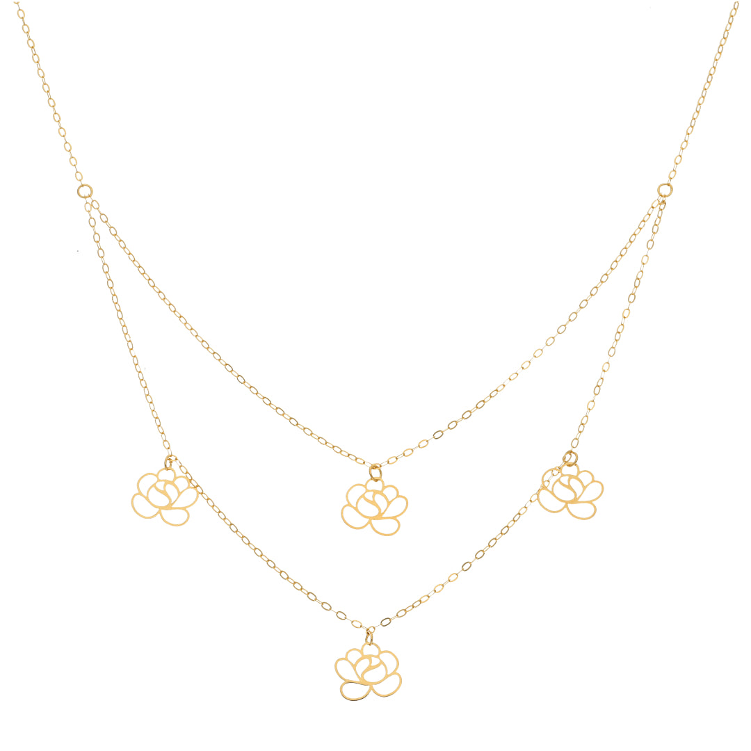 Gold Rose Shaped Necklace 21KT - FKJNKL21KM9559