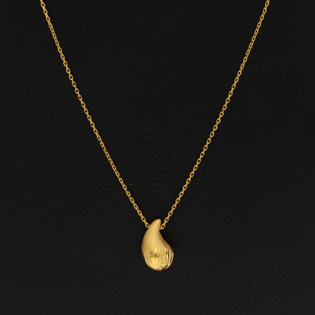 Gold Liquid Drop Shaped Necklace 21KT - FKJNKL21KM9560