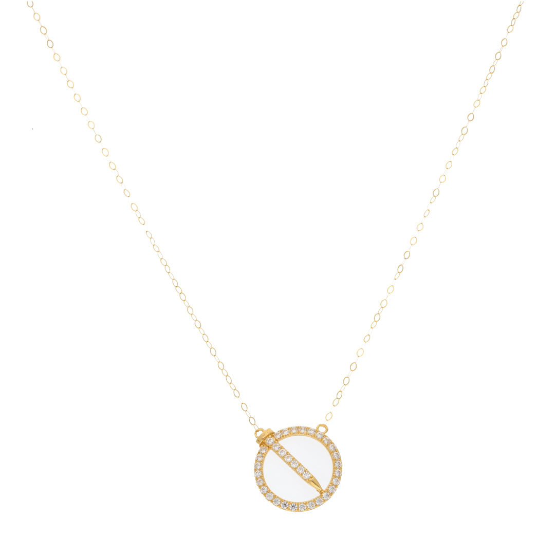 Gold Necklace (Chain with Hollow Circle Shaped Pendant) 21KT - FKJNKL21KM9583