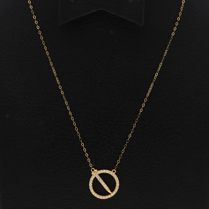 Gold Necklace (Chain with Hollow Circle Shaped Pendant) 21KT - FKJNKL21KM9583