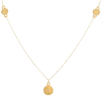 Gold Coin Shaped Necklace 21KT - FKJNKL21KM9580