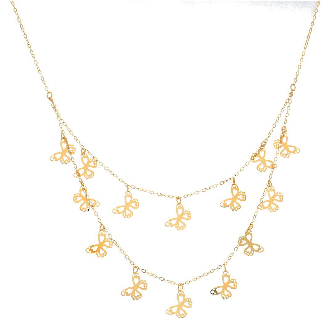 Gold Layered Necklace (Chain with Butterfly Shaped Pendant) 21KT - FKJNKL21KM9586