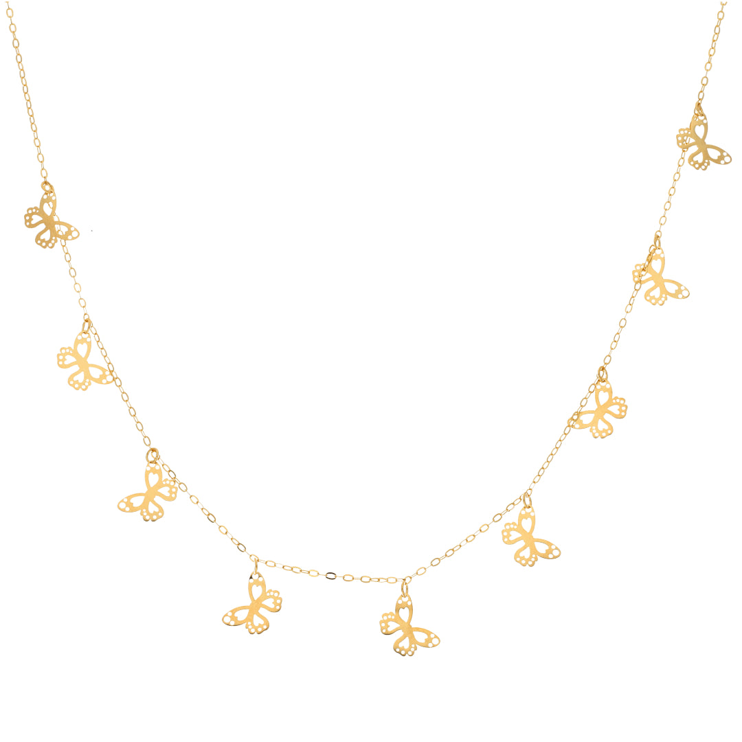 Gold Necklace (Chain with Butterfly Shaped Pendant) 21KT - FKJNKL21KM9587