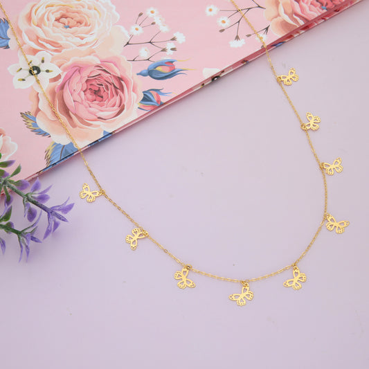 Gold Necklace (Chain with Butterfly Shaped Pendant) 21KT - FKJNKL21KM9587