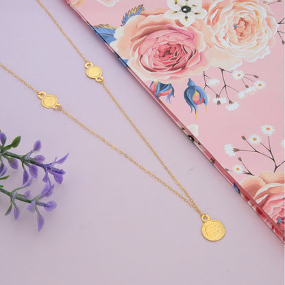 Gold Coin Shaped Necklace 21KT - FKJNKL21KM9580