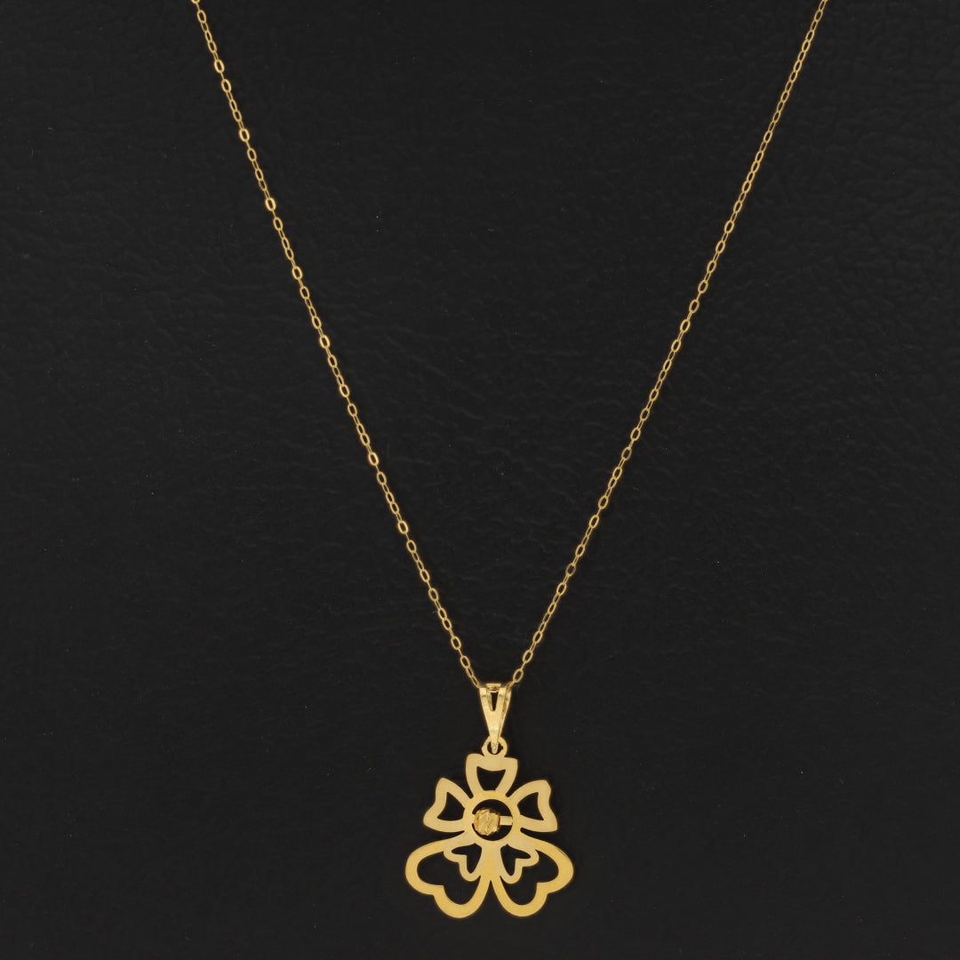 Gold Necklace (Chain With Hollow Flower Shaped Pendant) 21KT - FKJNKL21KM9831