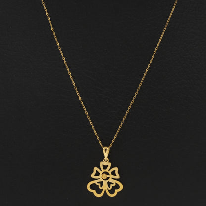 Gold Necklace (Chain With Hollow Flower Shaped Pendant) 21KT - FKJNKL21KM9831