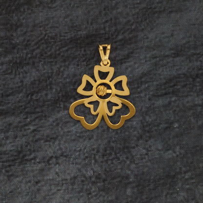 Gold Heart Shaped Flower Pendant 21KT - FKJPND21KM9570