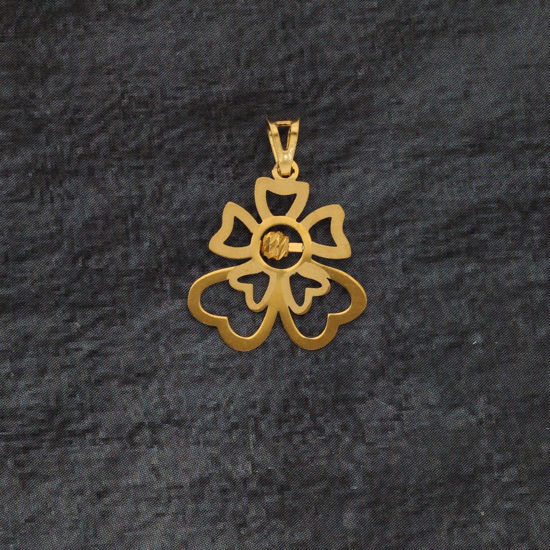 Gold Hollow Flower Shaped Pendant 21KT - FKJPND21KM9831