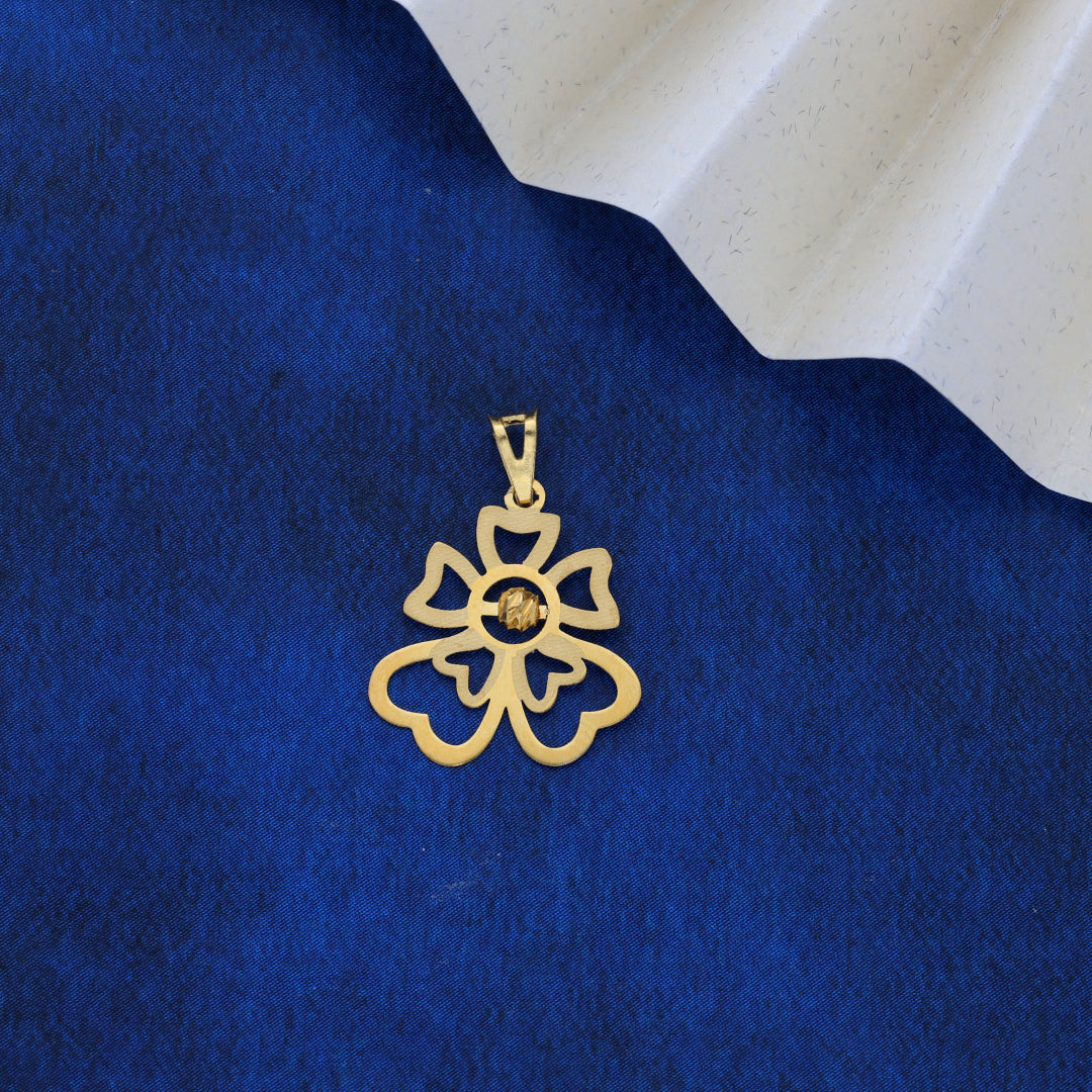 Gold Hollow Flower Shaped Pendant 21KT - FKJPND21KM9831