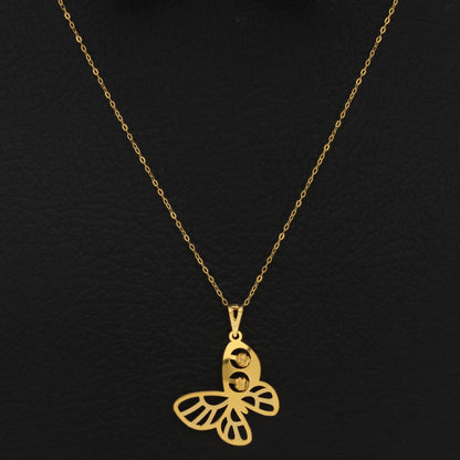 Gold Necklace (Chain Butterfly Shaped Pendant) 21KT - FKJNKL21KM9568