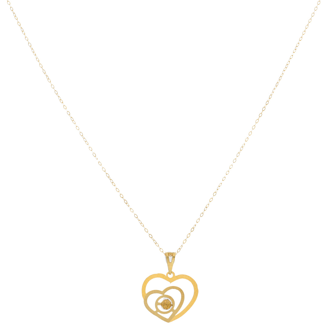 Gold Necklace (Chain Double Heart Shaped Pendant) 21KT - FKJNKL21KM9573