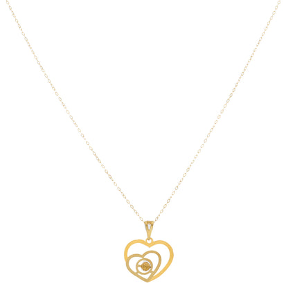 Gold Necklace (Chain Double Heart Shaped Pendant) 21KT - FKJNKL21KM9573