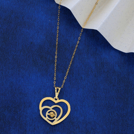 Gold Necklace (Chain Double Heart Shaped Pendant) 21KT - FKJNKL21KM9573