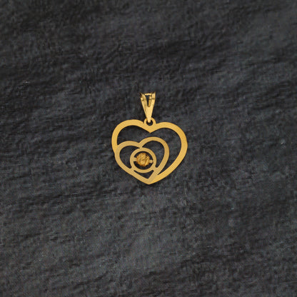 Gold Double Heart Shaped Pendant 21KT - FKJPND21KM9573