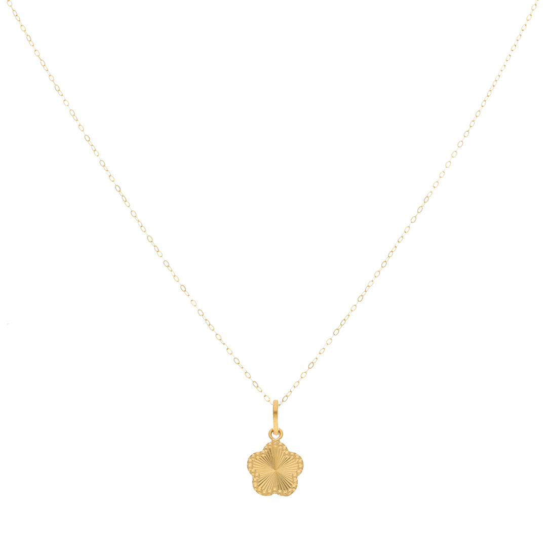 Gold Necklace (Chain Flower Shaped Pendant) 21KT - FKJNKL21KM9575