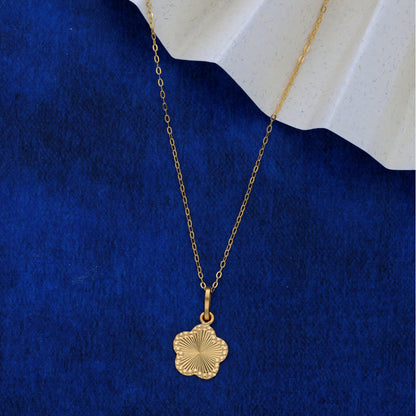 Gold Necklace (Chain Flower Shaped Pendant) 21KT - FKJNKL21KM9575