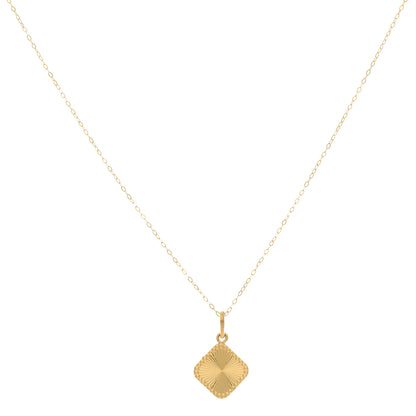 Gold Necklace (Chain Sun Rays Square Shaped Pendant) 21KT - FKJNKL21KM9577