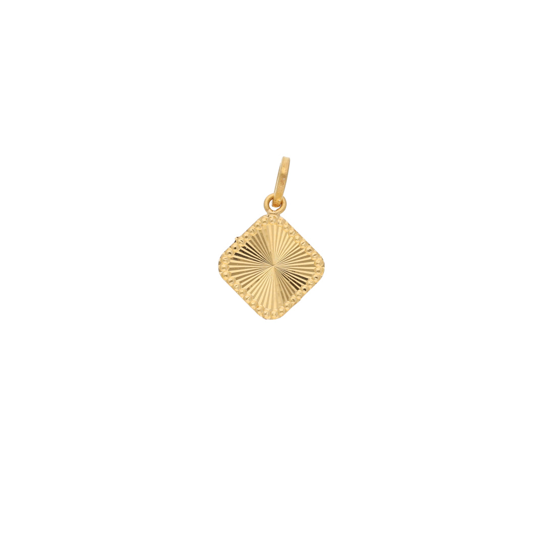 Gold Sun Rays Square Shaped Pendant 21KT - FKJPND21KM9577