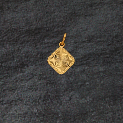 Gold Sun Rays Square Shaped Pendant 21KT - FKJPND21KM9577