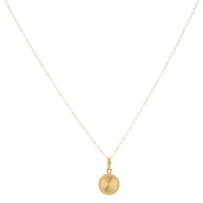 Gold Necklace (Chain Sun Rays Round Shaped Pendant) 21KT - FKJNKL21KM9578