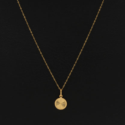 Gold Necklace (Chain Sun Rays Round Shaped Pendant) 21KT - FKJNKL21KM9578