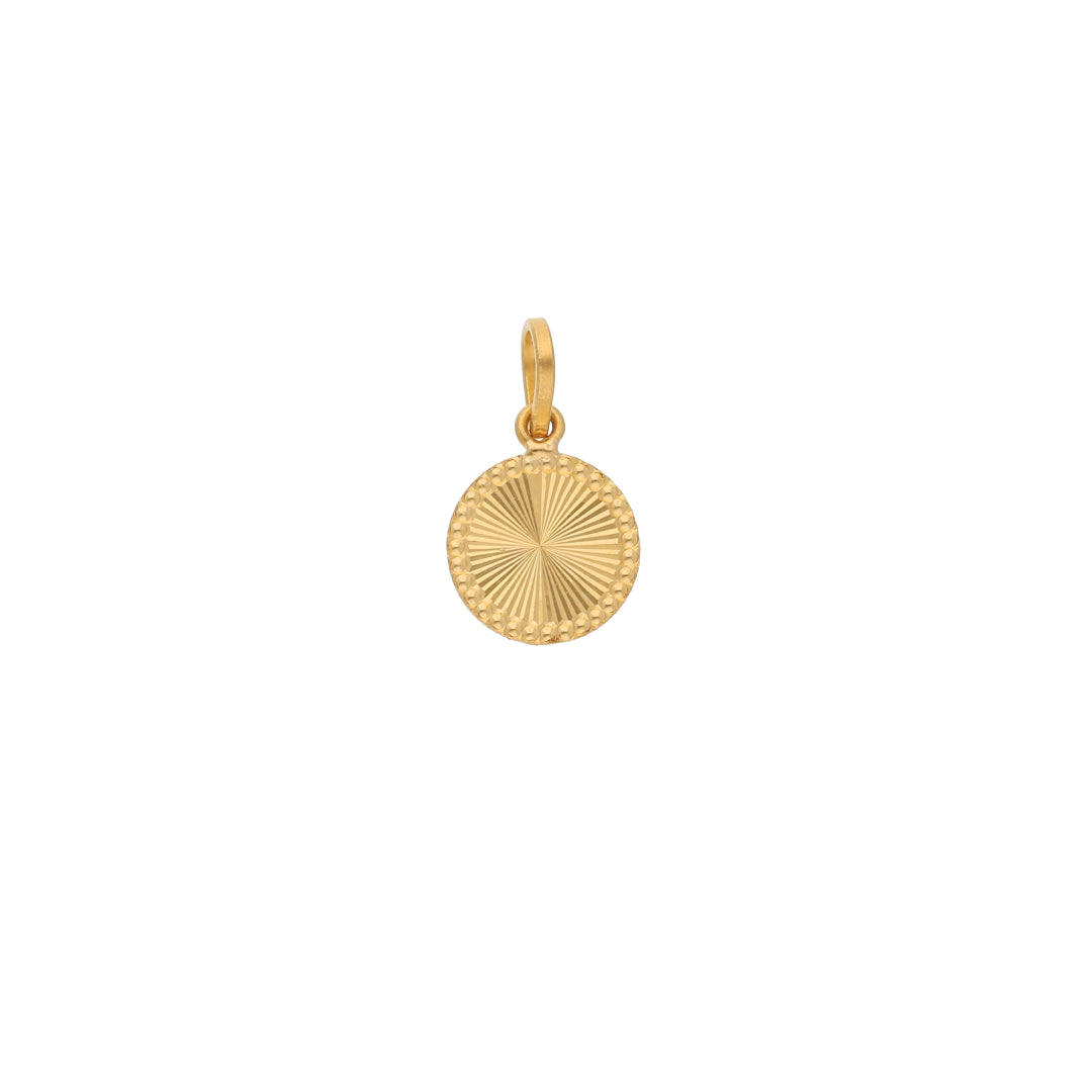 Gold Sun Rays Round Shaped Pendant 21KT - FKJPND21KM9578