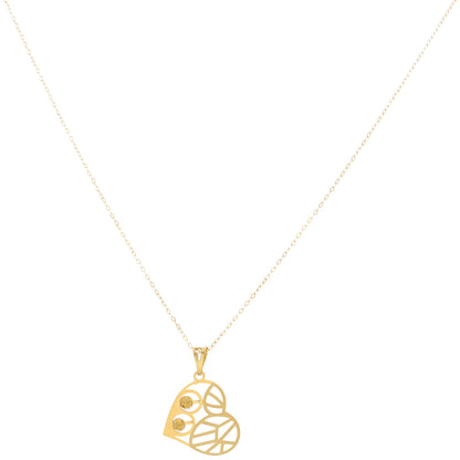 Gold Necklace (Chain Heart Shaped with Stud Ball Pendant) 21KT - FKJNKL21KM9569