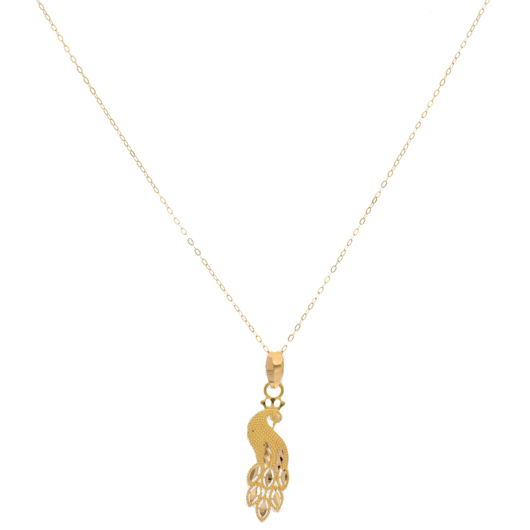 Gold Necklace (Chain Peacock Shaped Pendant) 21KT - FKJNKL21KM9598