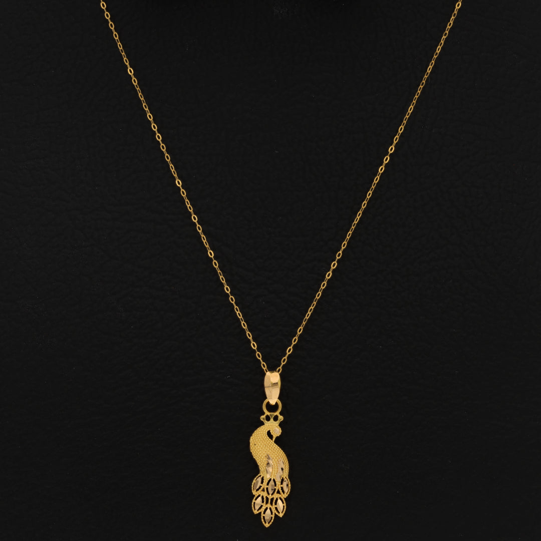 Gold Necklace (Chain Peacock Shaped Pendant) 21KT - FKJNKL21KM9598