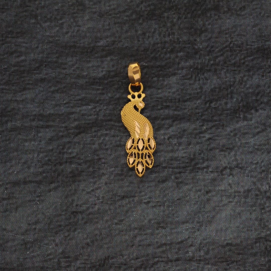 Gold Peacock Shaped Pendant 21KT - FKJPND21KM9598