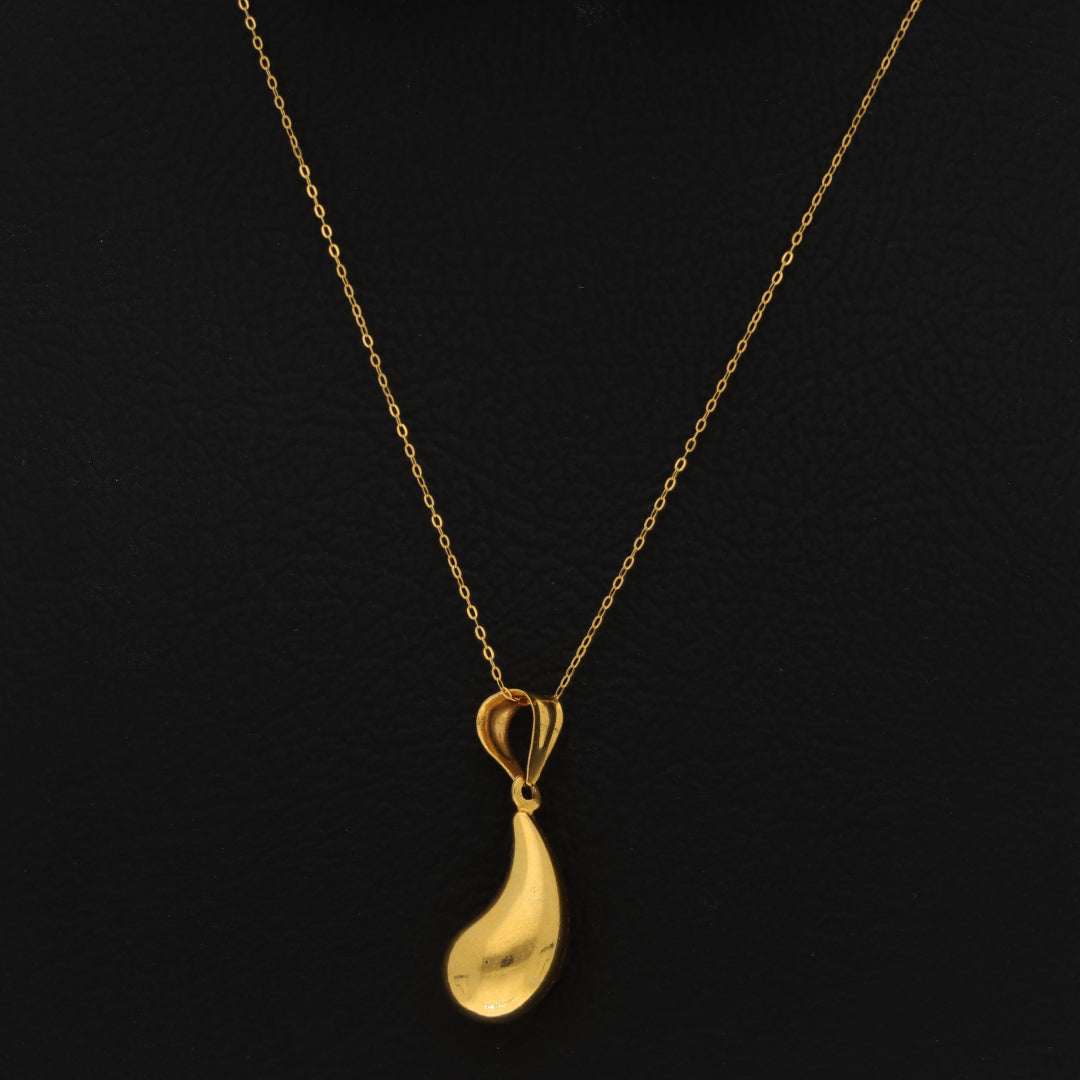 Gold Necklace (Chain Tear Drop Shaped Pendant) 21KT - FKJNKL21KM9599