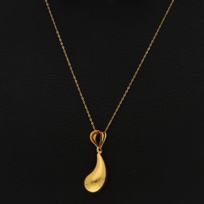 Gold Necklace (Chain Tear Drop Shaped Pendant) 21KT - FKJNKL21KM9599