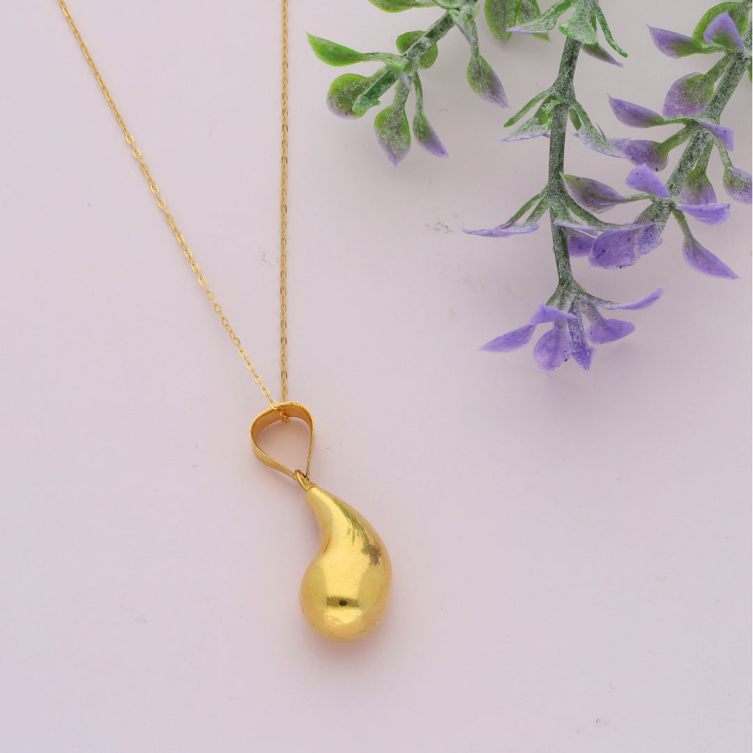 Gold Necklace (Chain Tear Drop Shaped Pendant) 21KT - FKJNKL21KM9599