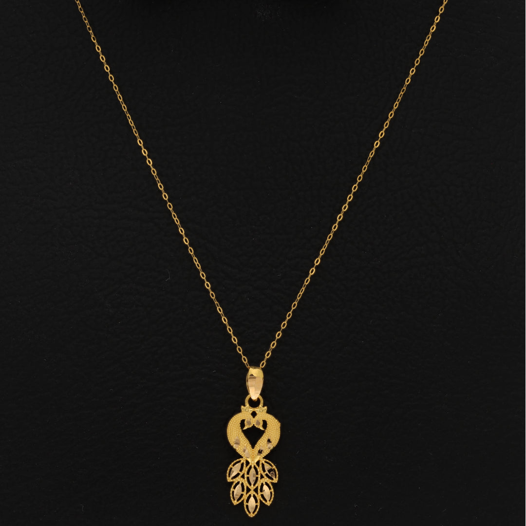 Gold Necklace (Chain Twin Peacock Shaped Pendant) 21KT - FKJNKL21KM9597