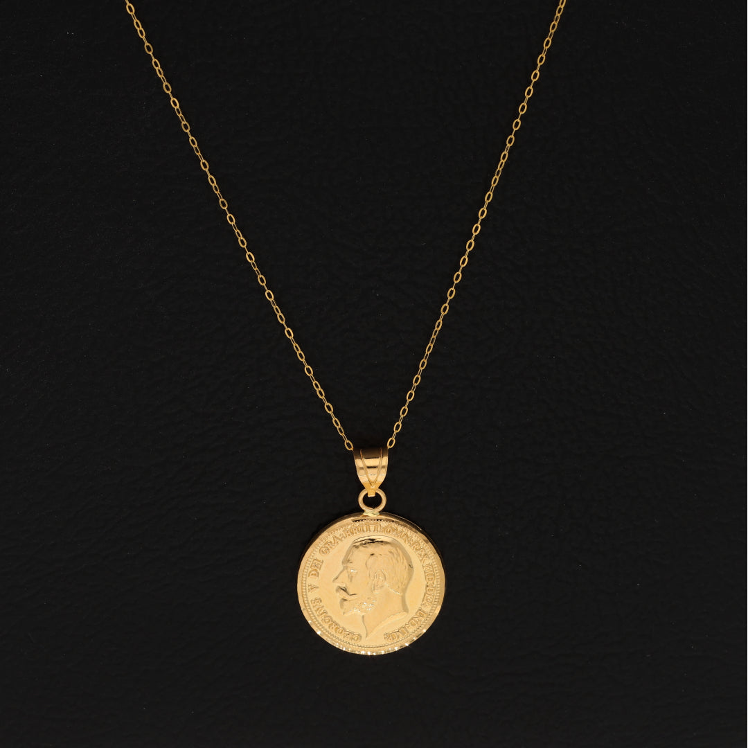 Gold Necklace (Chain Coin Shaped Pendant) 21KT - FKJNKL21KM9608