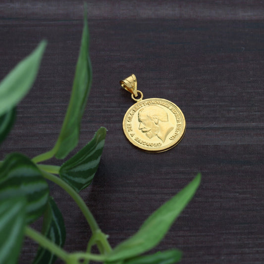 Gold Coin Shaped Pendant 21KT - FKJPND21KM9608