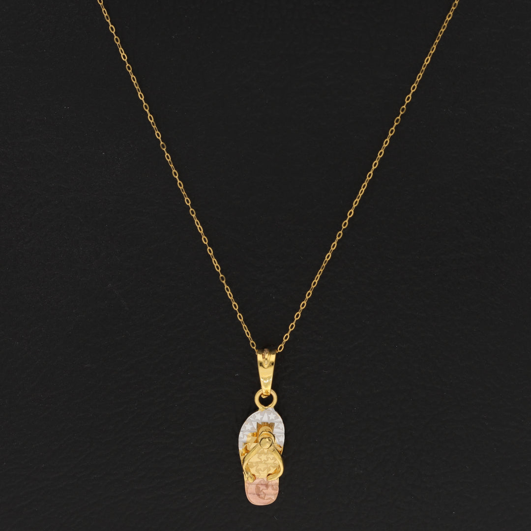 Gold Necklace (Chain Flip-Flop Shaped Pendant) 21KT - FKJNKL21KM9610