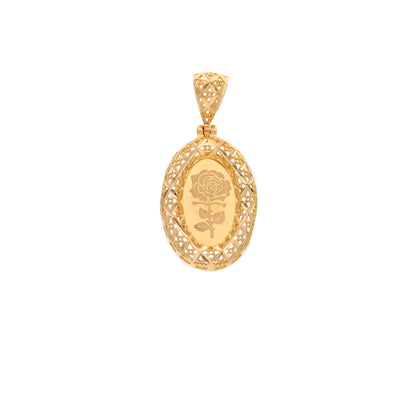 Gold Oval Shaped Rose Frame Pendant 21KT - FKJPND21KM9615