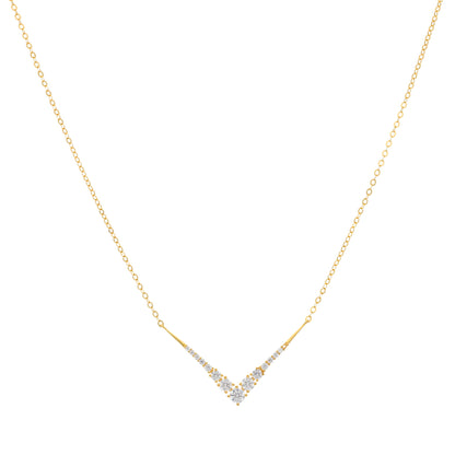 Gold V Shaped Pear Necklace 21KT - FKJNKL21KM9613