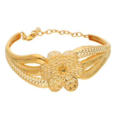 Gold Fancy Flower Shaped Bangle 21KT - FKJBNG21KM9701