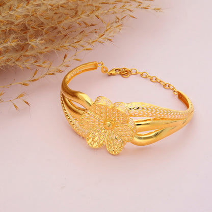 Gold Fancy Flower Shaped Bangle 21KT - FKJBNG21KM9701